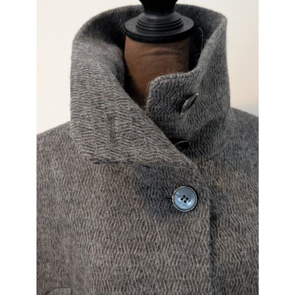 Stile Benetton Grey Textured Wool Blend Belted Wrap Coat - Size 40 (US 4/6) - Picture 6 of 14